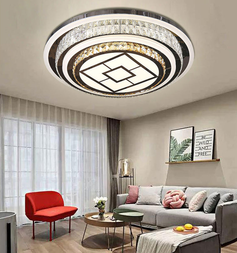 Geometric Crystal LED Ceiling Light in Modern Creative Style Stainless-Steel Ceiling Fixture for Living Room