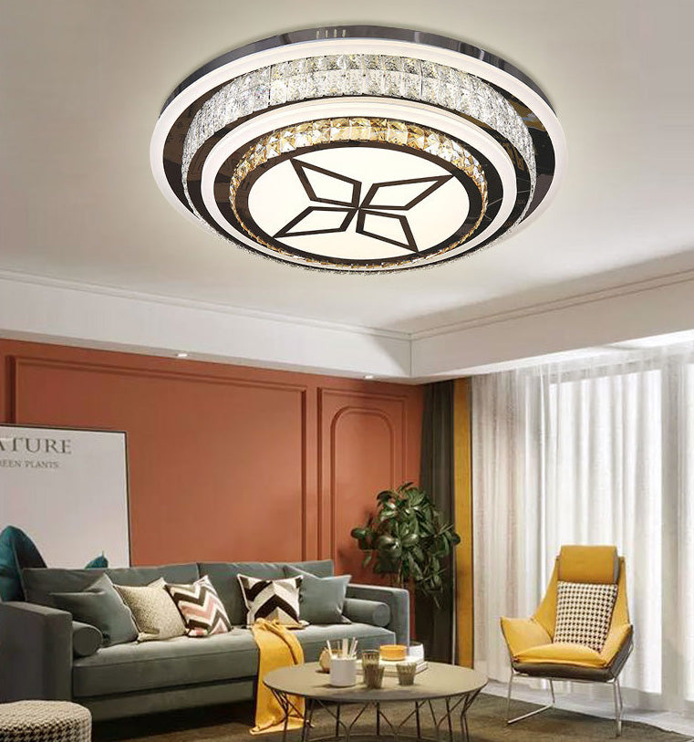 Geometric Crystal LED Ceiling Light in Modern Creative Style Stainless-Steel Ceiling Fixture for Living Room