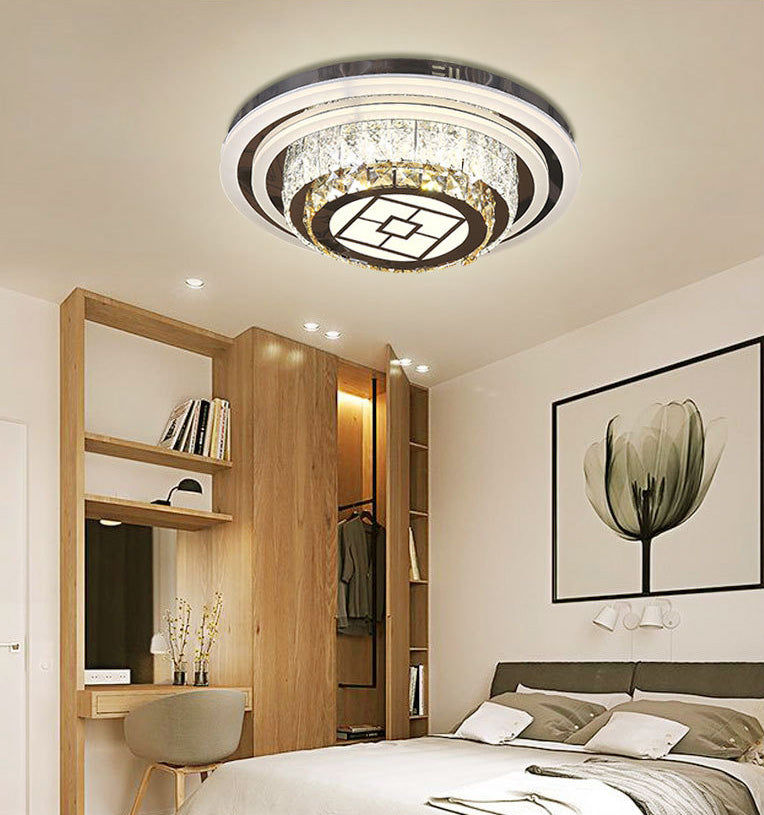 Geometric Crystal LED Ceiling Light in Modern Creative Style Stainless-Steel Ceiling Fixture for Living Room