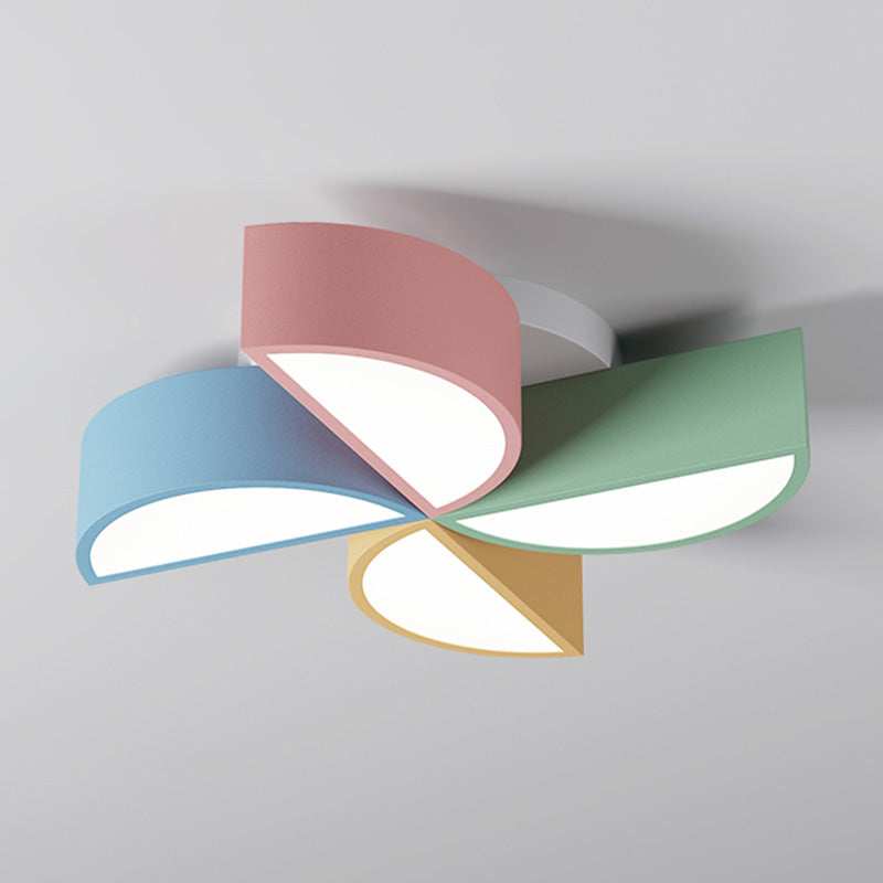 LED Bedroom Flush Mount Light Fixture Macaron Multi-Color Flush Ceiling Light with Windmill Acrylic Shade