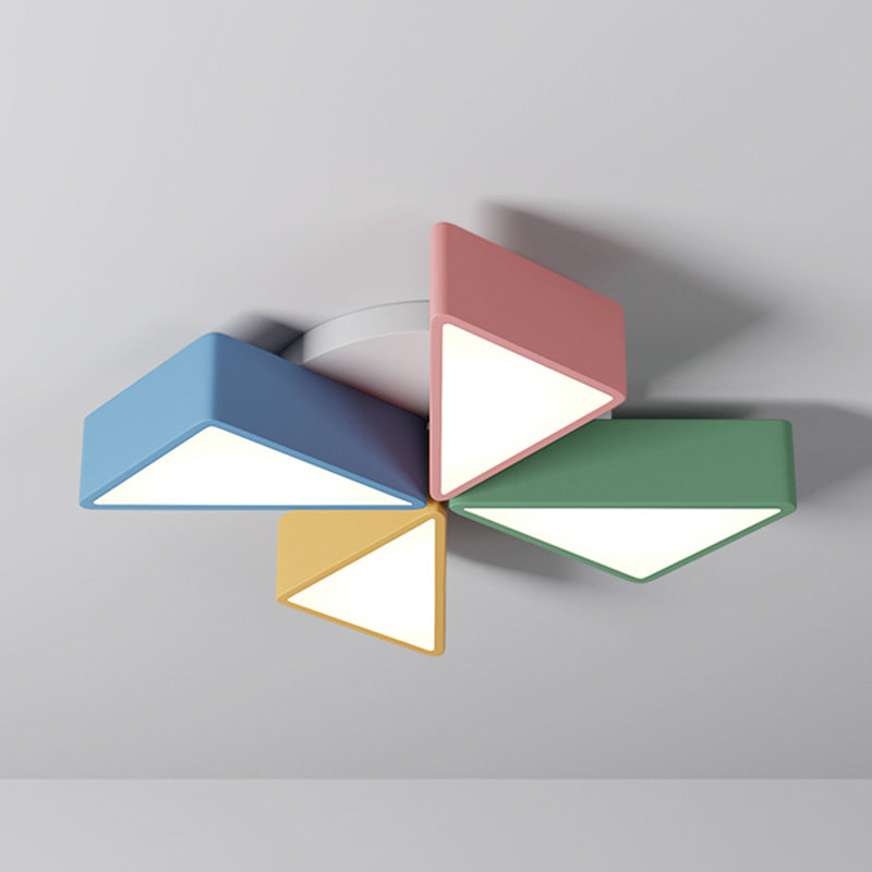 LED Bedroom Flush Mount Light Fixture Macaron Multi-Color Flush Ceiling Light with Windmill Acrylic Shade