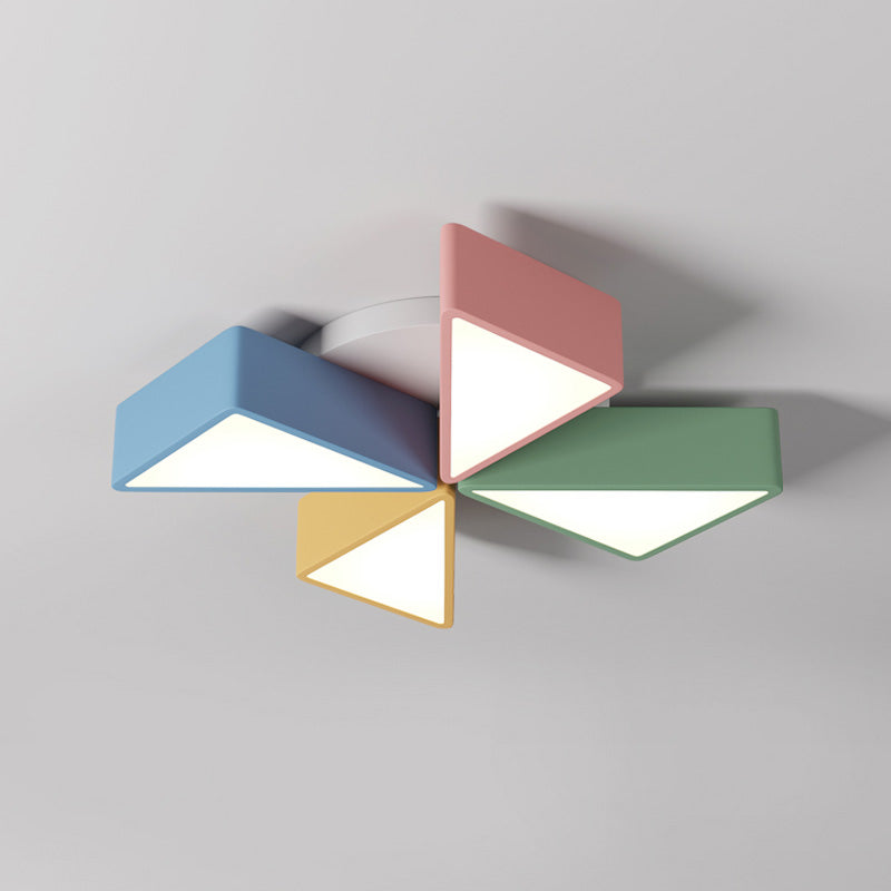 LED Bedroom Flush Mount Light Fixture Macaron Multi-Color Flush Ceiling Light with Windmill Acrylic Shade