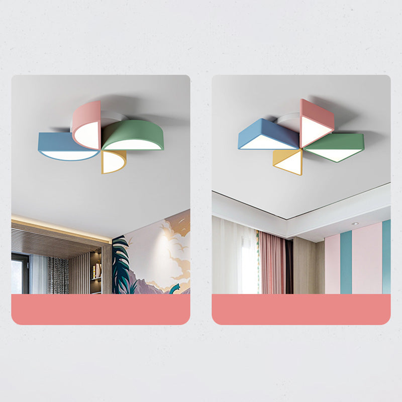 LED Bedroom Flush Mount Light Fixture Macaron Multi-Color Flush Ceiling Light with Windmill Acrylic Shade