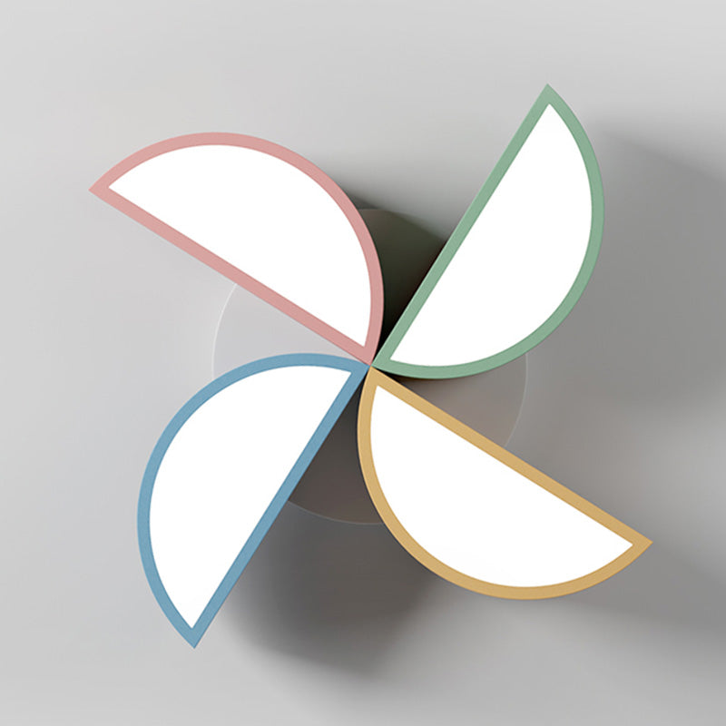 LED Bedroom Flush Mount Light Fixture Macaron Multi-Color Flush Ceiling Light with Windmill Acrylic Shade