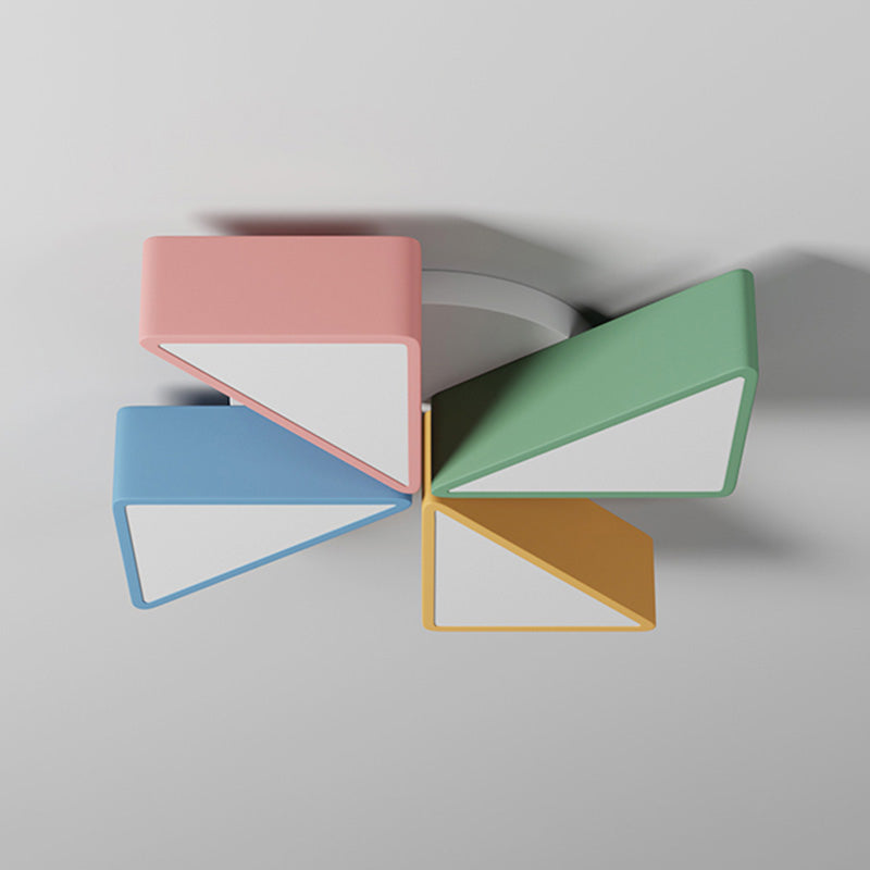 LED Bedroom Flush Mount Light Fixture Macaron Multi-Color Flush Ceiling Light with Windmill Acrylic Shade