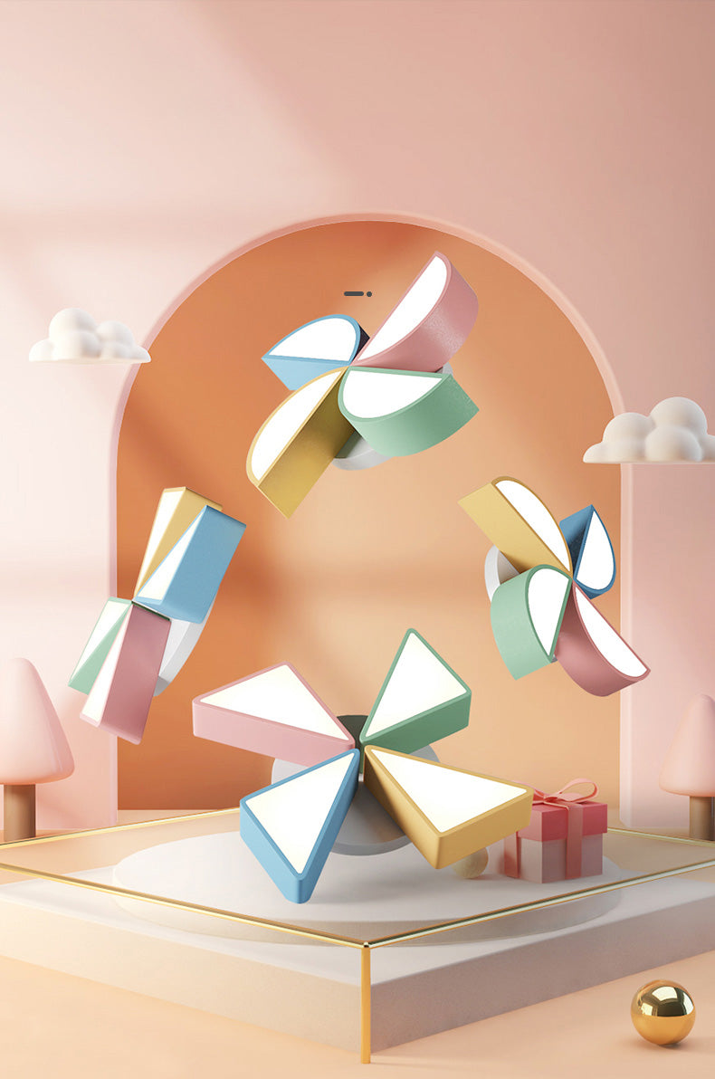 LED Bedroom Flush Mount Light Fixture Macaron Multi-Color Flush Ceiling Light with Windmill Acrylic Shade