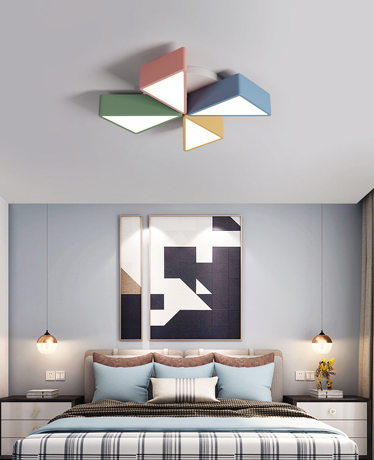 LED Bedroom Flush Mount Light Fixture Macaron Multi-Color Flush Ceiling Light with Windmill Acrylic Shade
