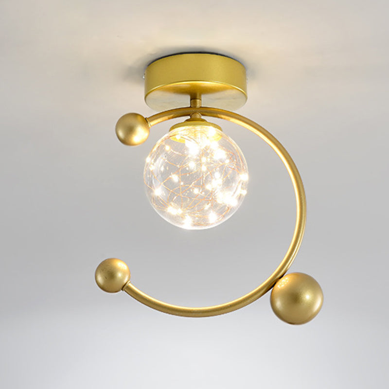 Plafonnier encastré sphérique moderne en verre transparent pour couloir LED