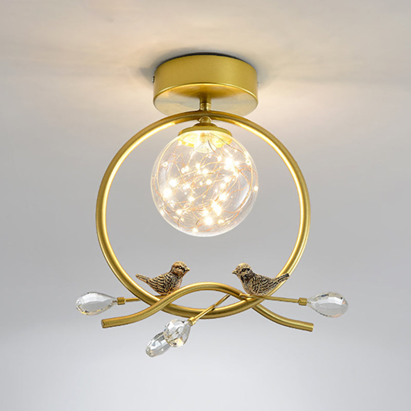 Plafonnier encastré sphérique moderne en verre transparent pour couloir LED