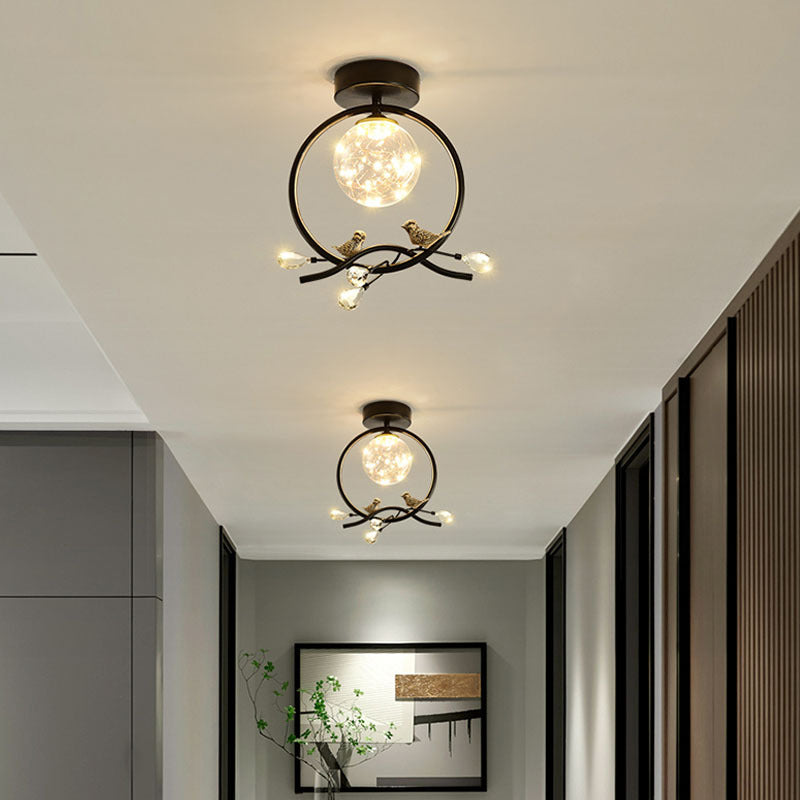 Plafonnier encastré sphérique moderne en verre transparent pour couloir LED