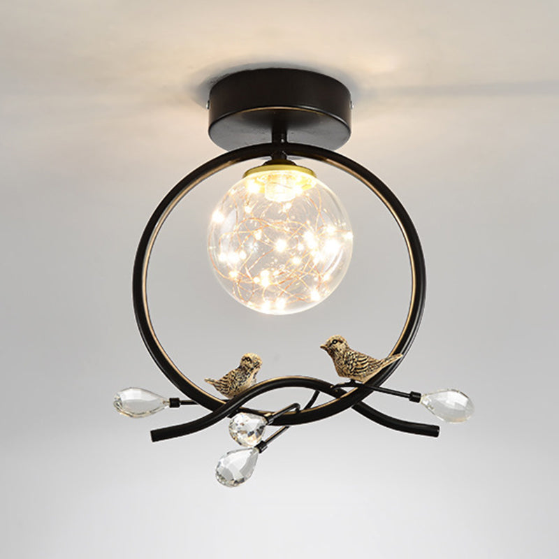 Plafonnier encastré sphérique moderne en verre transparent pour couloir LED