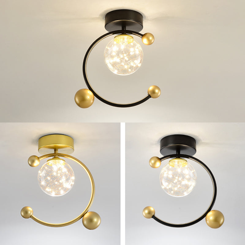 Plafonnier encastré sphérique moderne en verre transparent pour couloir LED