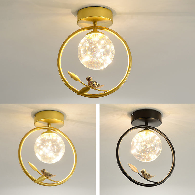 Plafonnier encastré sphérique moderne en verre transparent pour couloir LED