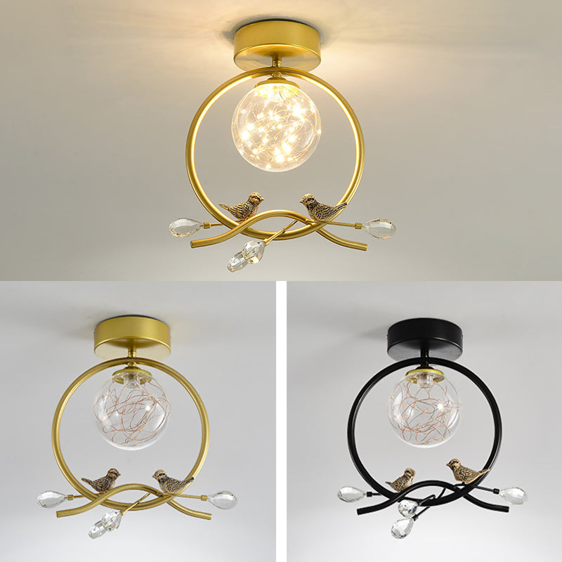 Plafonnier encastré sphérique moderne en verre transparent pour couloir LED