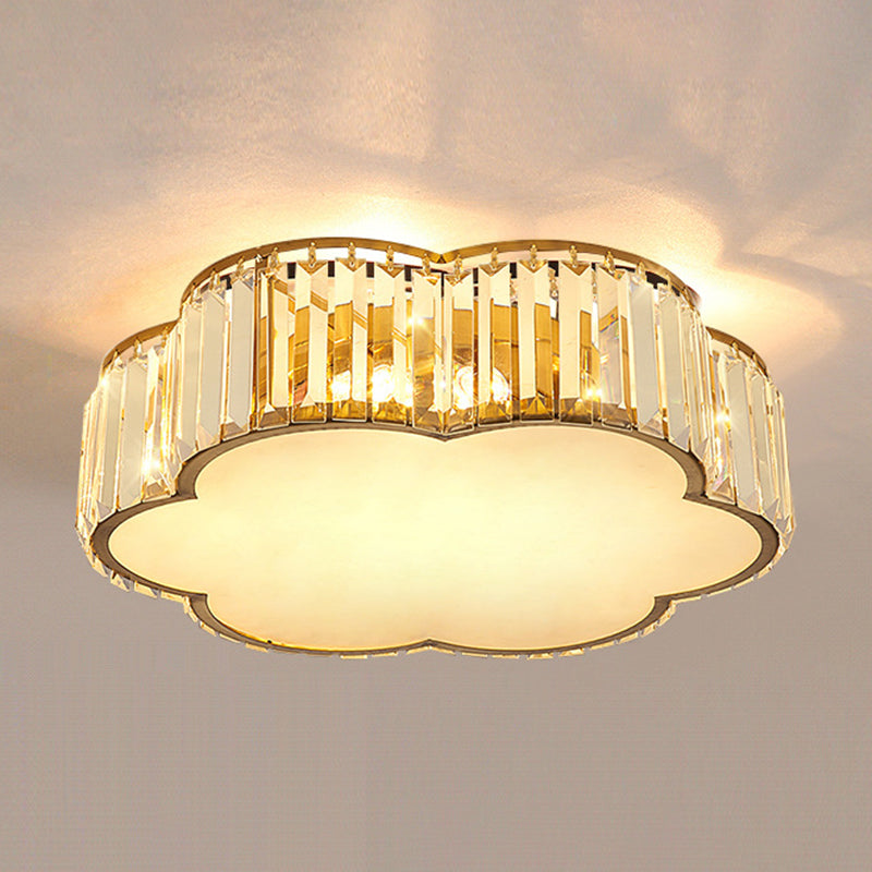 Plafonnier LED en cristal fleuri dans un style de luxe moderne en fer forgé pour chambre à coucher