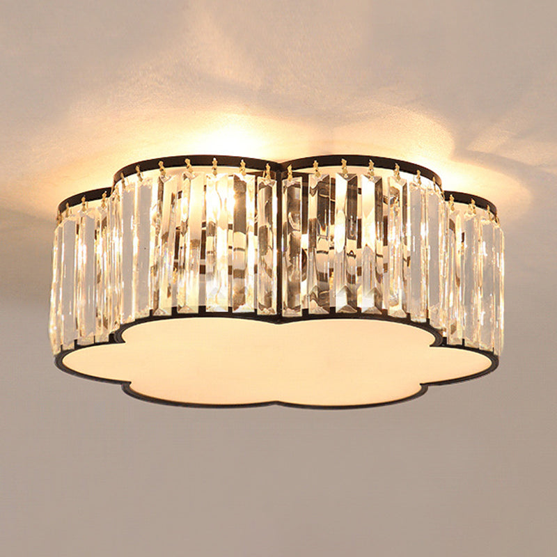 Plafoniera a LED in cristallo Floriated in stile moderno di lusso, montaggio ad incasso in ferro battuto per camera da letto