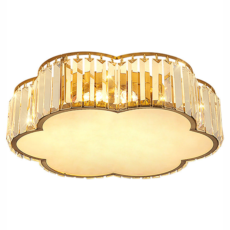 Plafonnier LED en cristal fleuri dans un style de luxe moderne en fer forgé pour chambre à coucher
