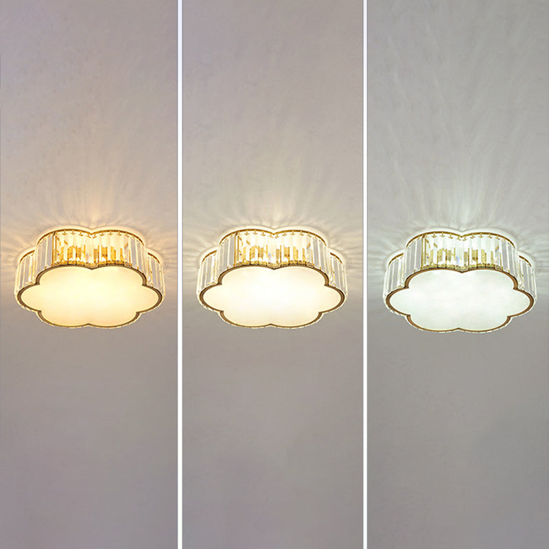 Plafoniera a LED in cristallo Floriated in stile moderno di lusso, montaggio ad incasso in ferro battuto per camera da letto