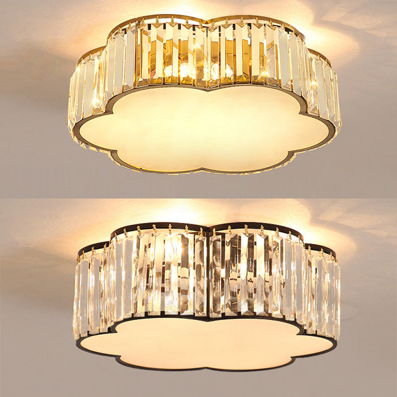 Plafoniera a LED in cristallo Floriated in stile moderno di lusso, montaggio ad incasso in ferro battuto per camera da letto