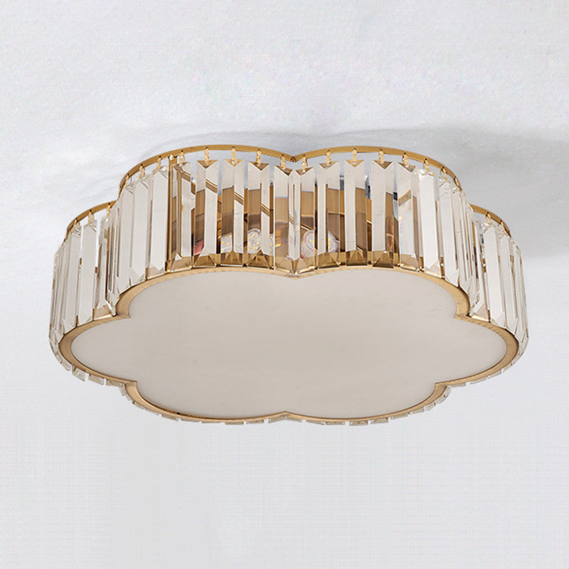 Plafonnier LED en cristal fleuri dans un style de luxe moderne en fer forgé pour chambre à coucher