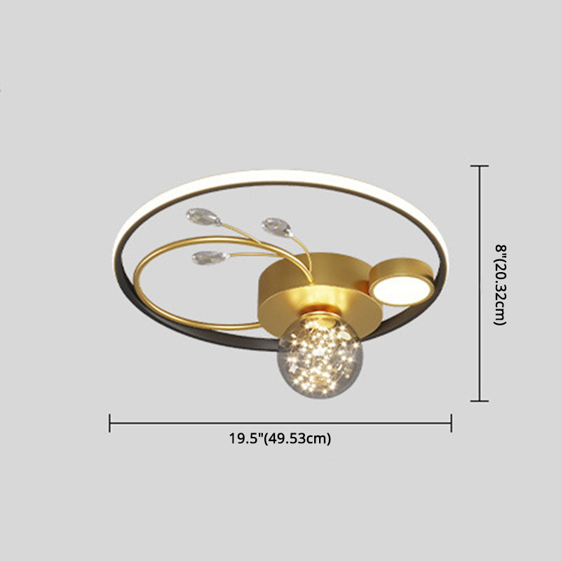 Trendy Modern Circular Plafond Lamp Clear Glass Bedroom LED Flush Mount in Zwart-Goud