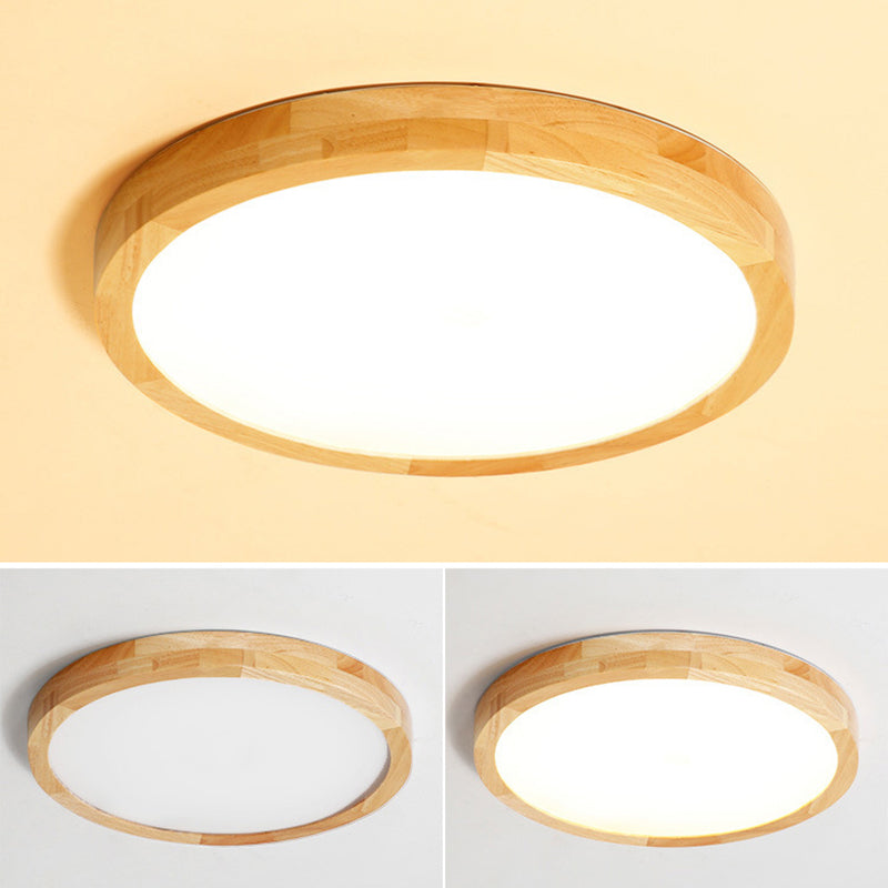 Moderno LED de montaje de luz de montaje de color beige Iluminación de montaje de color beige con sombra de madera