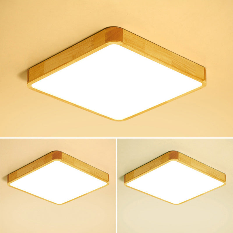 Moderno LED de montaje de luz de montaje de color beige Iluminación de montaje de color beige con sombra de madera