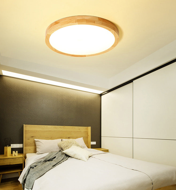 Moderno LED de montaje de luz de montaje de color beige Iluminación de montaje de color beige con sombra de madera