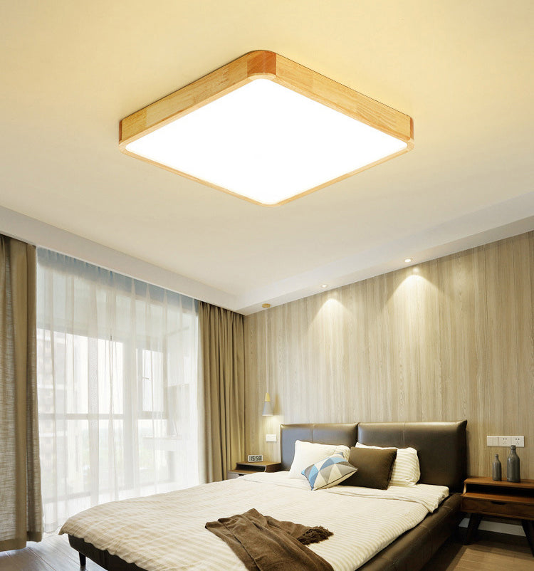 Moderno LED de montaje de luz de montaje de color beige Iluminación de montaje de color beige con sombra de madera