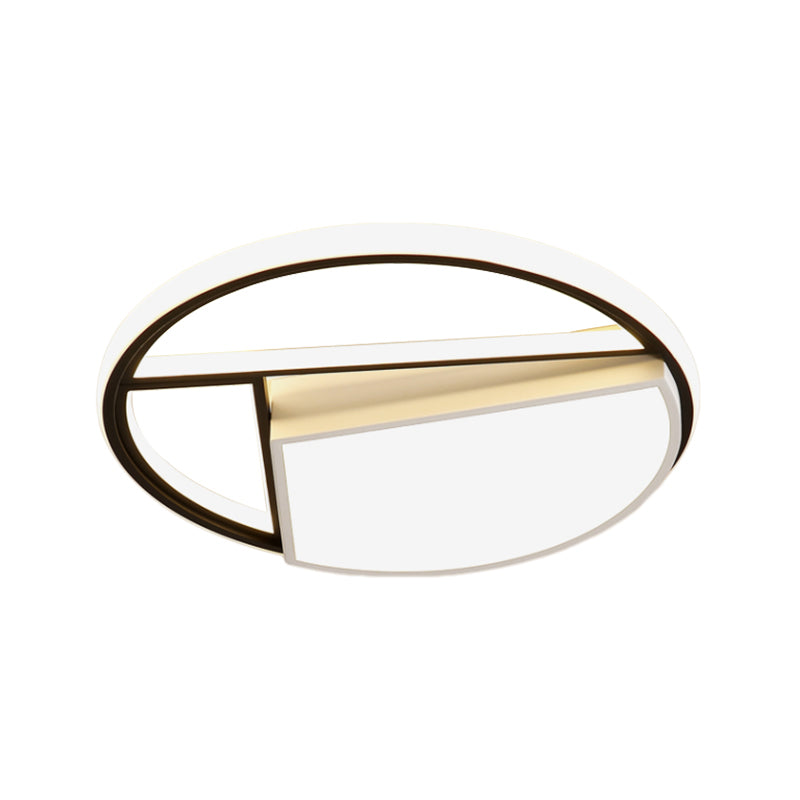 16"/19.5" Wide Geometric Acrylic Ceiling Lamp Contemporary Black and White LED Flush Mount Lighting