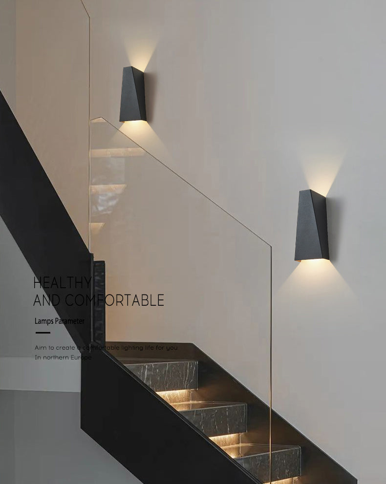 Modern Minimalist Style Geometric Up and Down LED Wall Sconce Metal Wall Light for Stairway