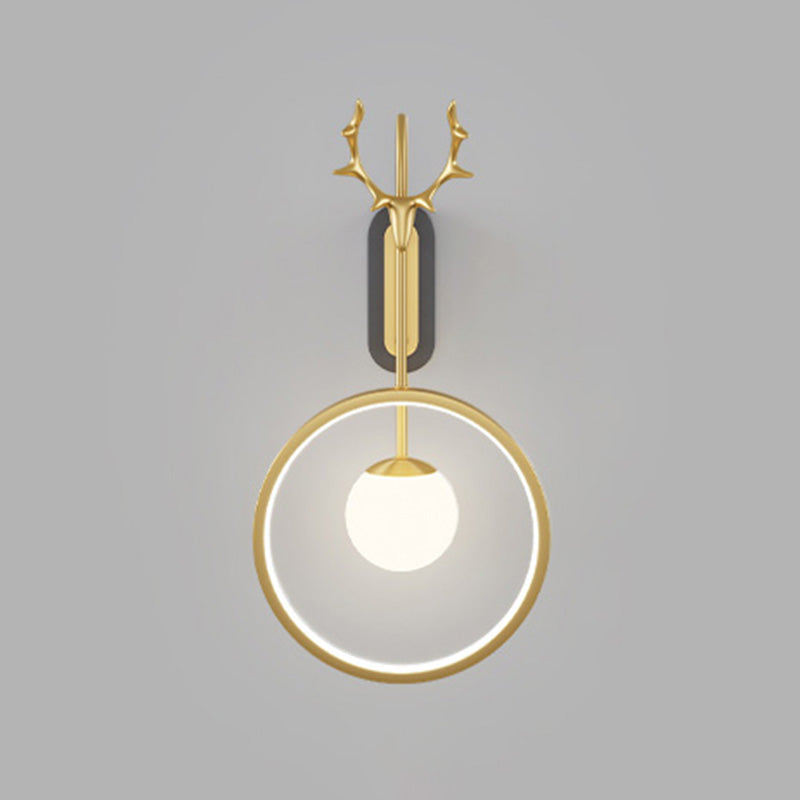 Modern Minimalist Style Circular Wall Mounted Light fixture Glass Wall Light Sconces with Antlers