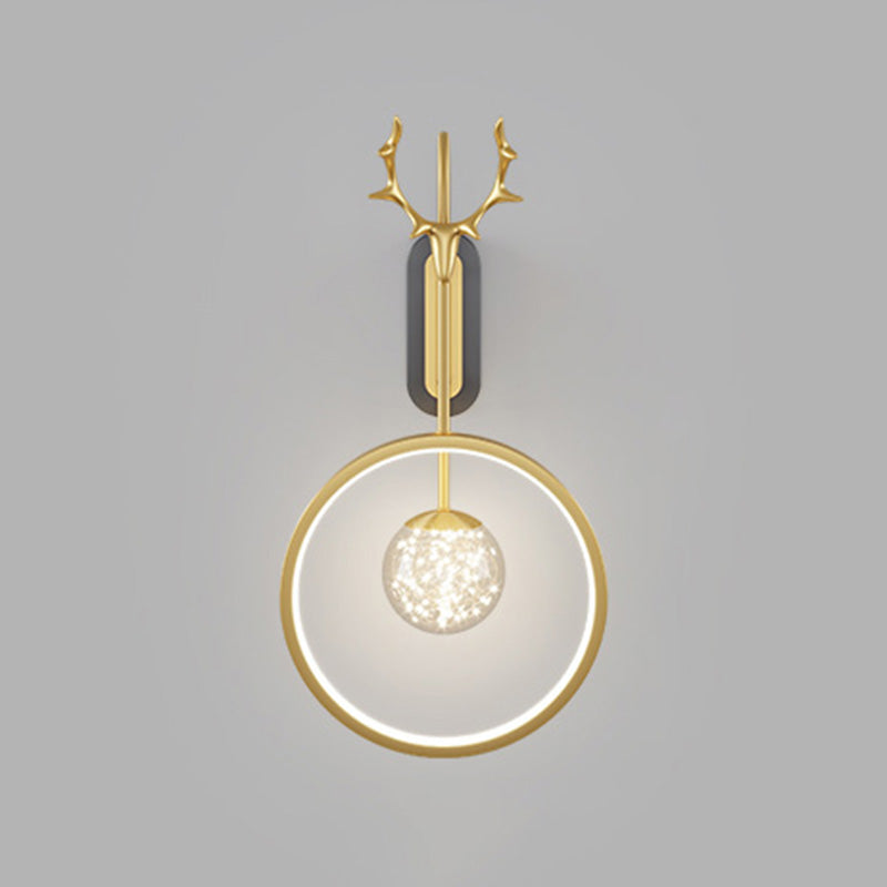Modern Minimalist Style Circular Wall Mounted Light fixture Glass Wall Light Sconces with Antlers