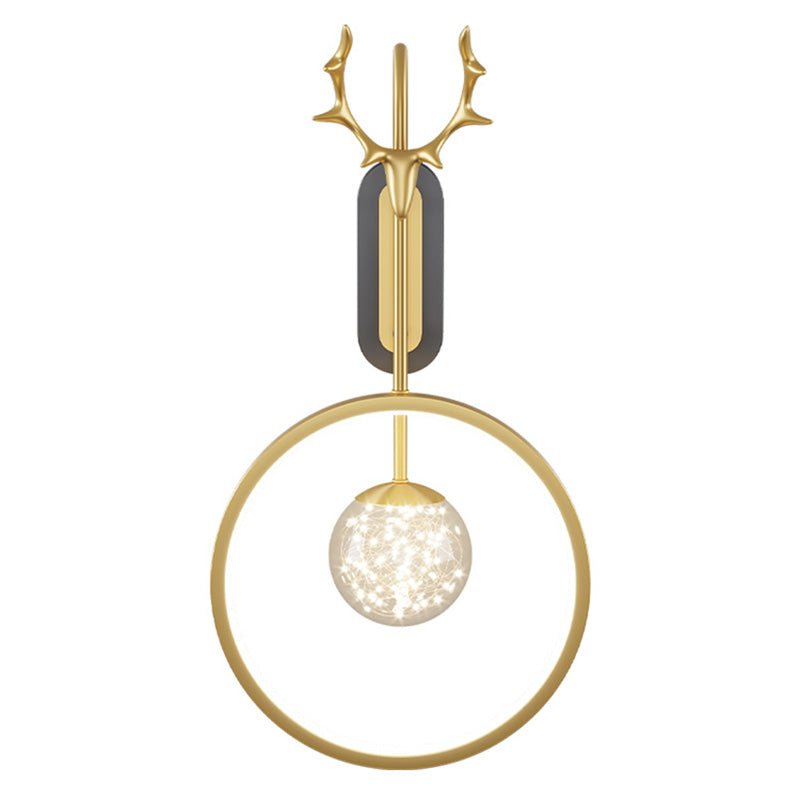 Modern Minimalist Style Circular Wall Mounted Light fixture Glass Wall Light Sconces with Antlers