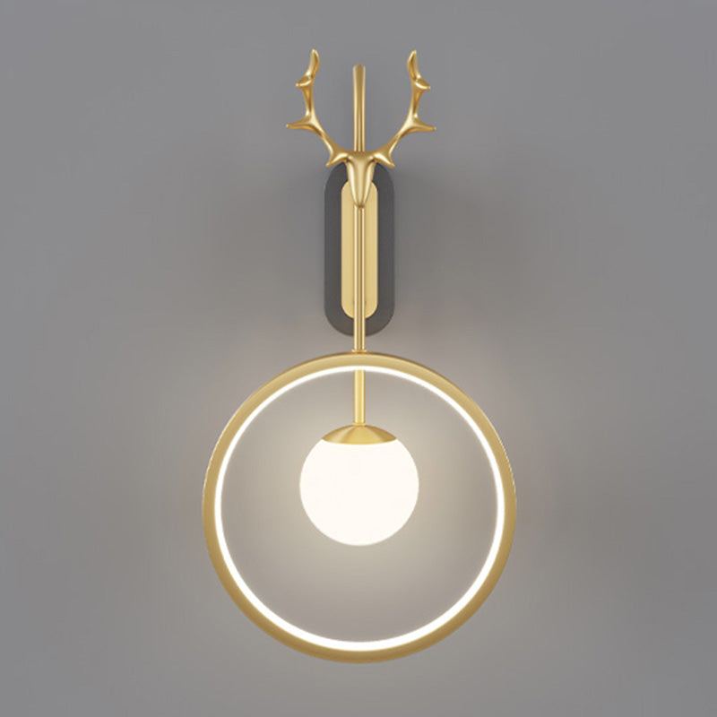 Modern Minimalist Style Circular Wall Mounted Light fixture Glass Wall Light Sconces with Antlers