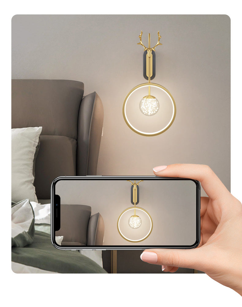 Modern Minimalist Style Circular Wall Mounted Light fixture Glass Wall Light Sconces with Antlers