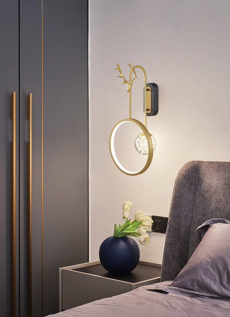 Modern Minimalist Style Circular Wall Mounted Light fixture Glass Wall Light Sconces with Antlers