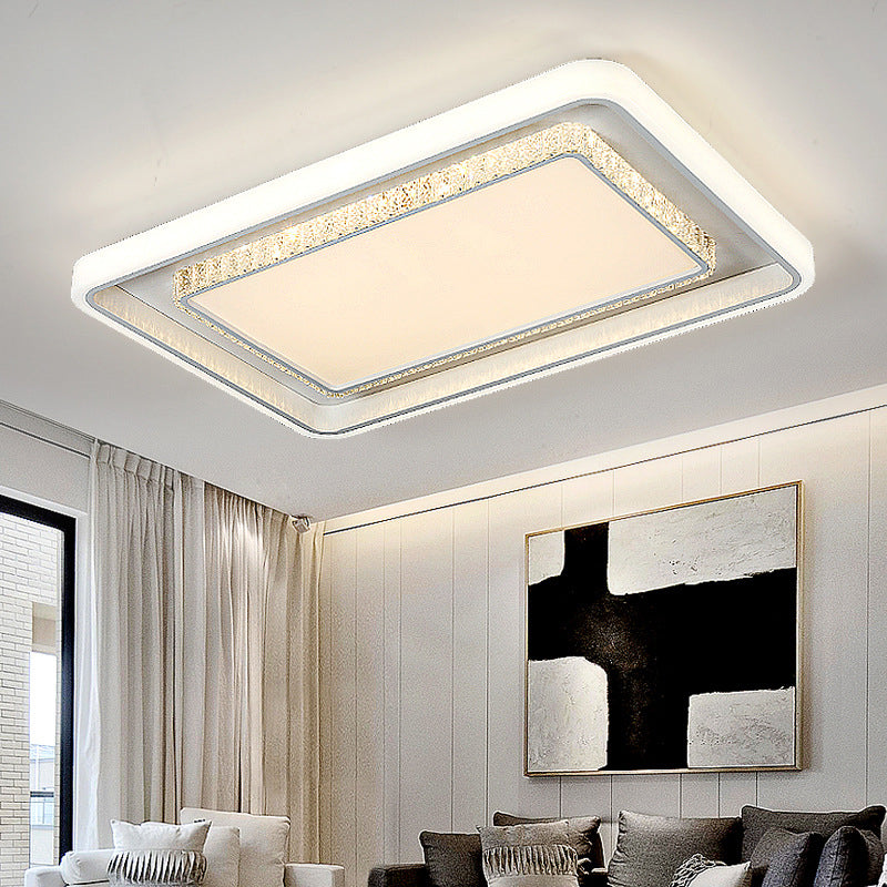 White 2-Tier Flush Light Nordic LED Crystal Ceiling Flush Mount for Living Room