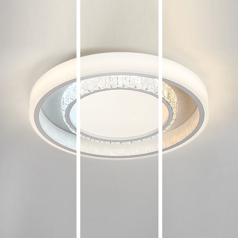White 2-Tier Flush Light Nordic LED Crystal Ceiling Flush Mount for Living Room