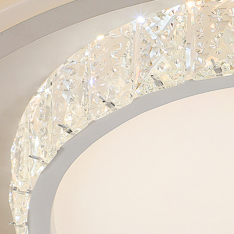 White 2-Tier Flush Light Nordic LED Crystal Ceiling Flush Mount for Living Room