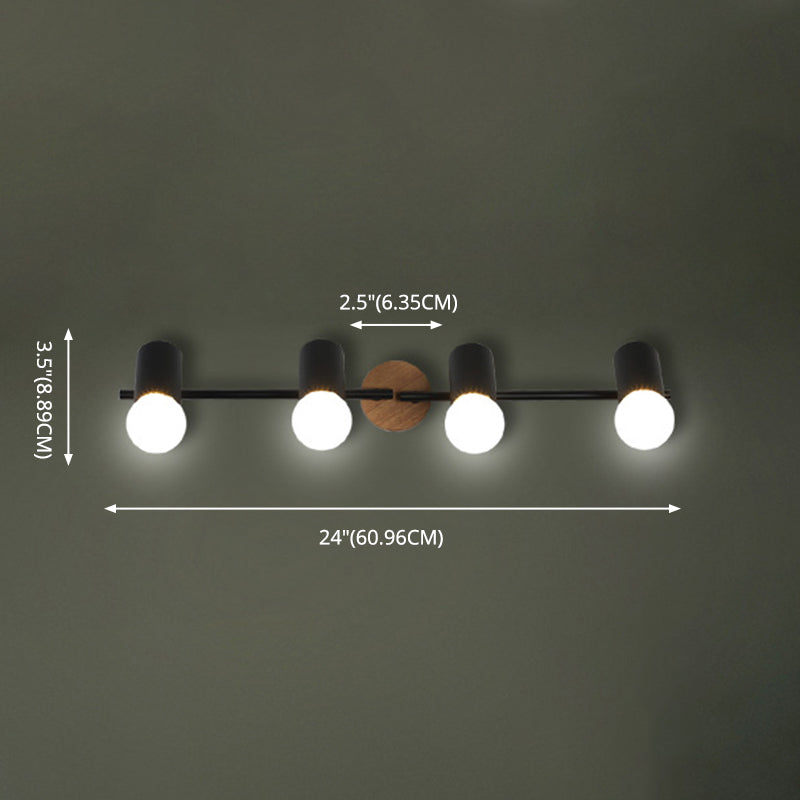 Surface Mounted Track Lights Retro Style Wood Adjustable Angle Home Bedroom Living Room Multi-lamp Ceiling Light