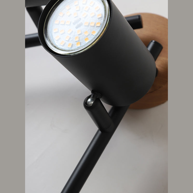 Surface Mounted Track Lights Retro Style Wood Adjustable Angle Home Bedroom Living Room Multi-lamp Ceiling Light