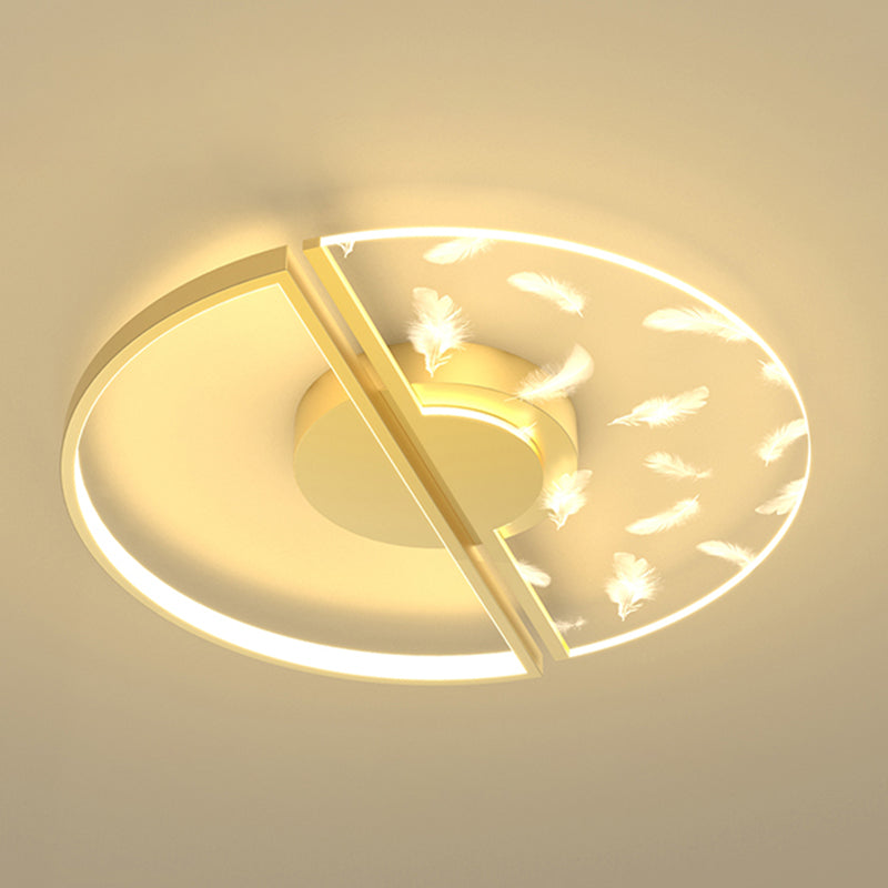 Stagger Geometric Feather LED Ceiling Fixture in Modern Creative Style Wrought Iron Indoor Ceiling Light in Gold