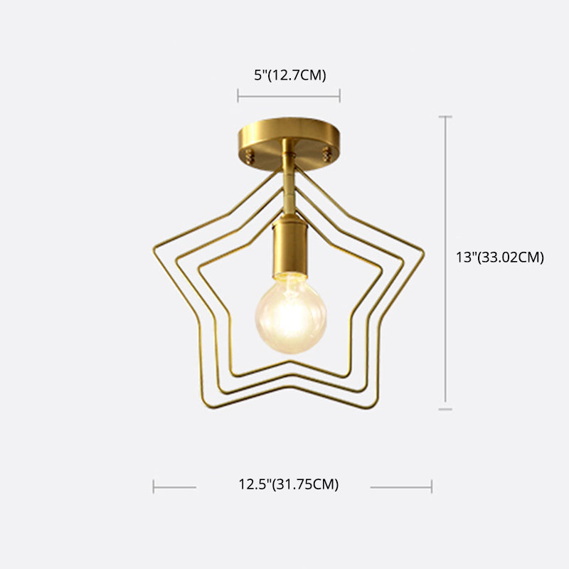 1 Light Metal Semi Flush Mount Ceiling Fixture with Star Industrial Hall And Foyer Ceiling Light Fixtures