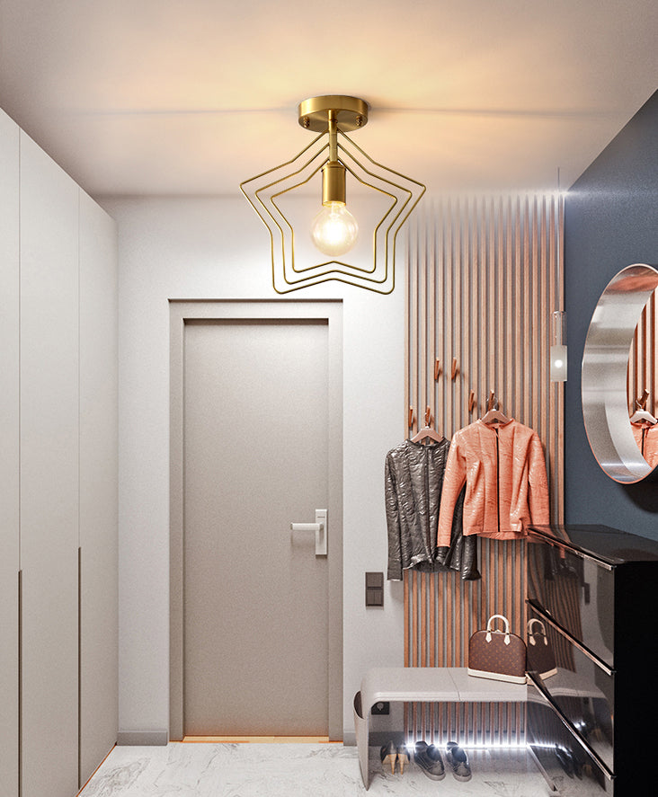 1 Light Metal Semi Flush Mount Ceiling Fixture with Star Industrial Hall And Foyer Ceiling Light Fixtures