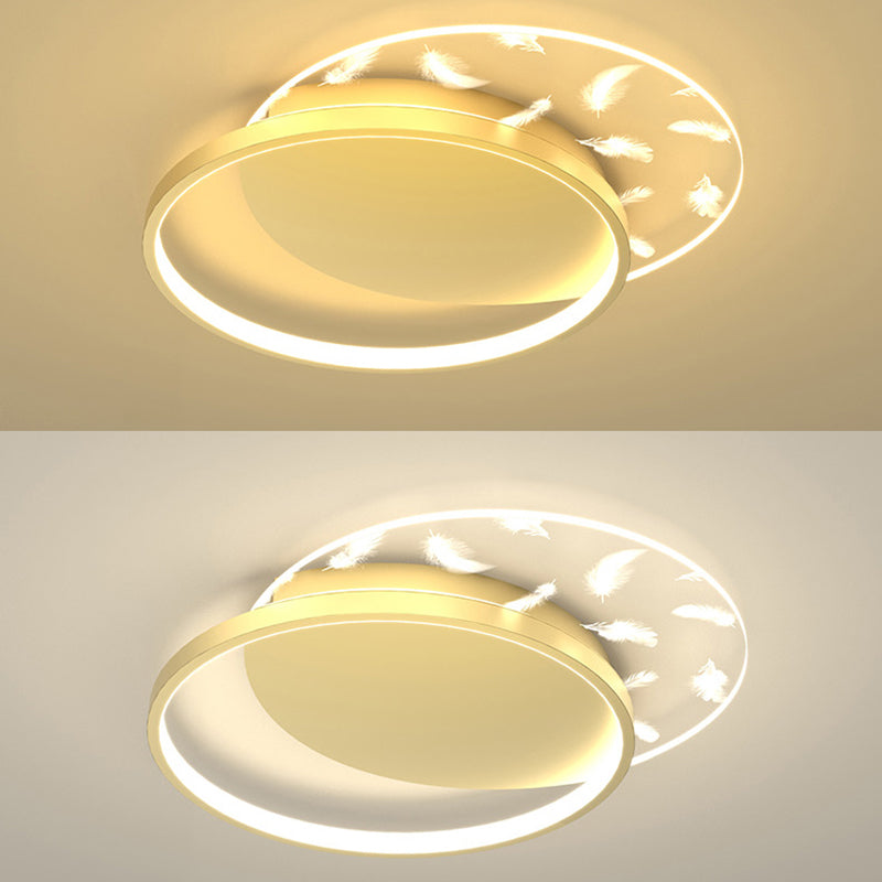 Moderne modische Feder -LED -Decken Deckenleuchte schmiedeeisen Innenhalterung mit Acrylschatten