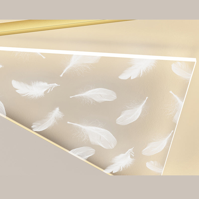 Rectangular Acrylic Feather LED Ceiling Light in Modern Minimalist Style Wrought Iron Flush Mount for Interior Spaces