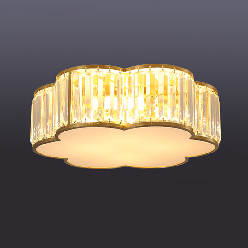 Bloemenkristal inbouwverlichting Minimalistische woonkamerplafondinbouw in goud