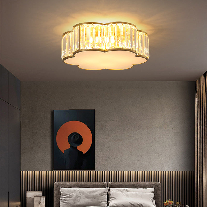 Bloemenkristal inbouwverlichting Minimalistische woonkamerplafondinbouw in goud