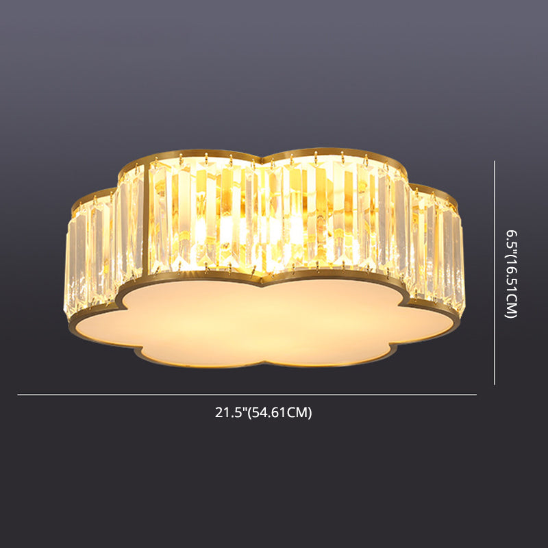 Bloemenkristal inbouwverlichting Minimalistische woonkamerplafondinbouw in goud